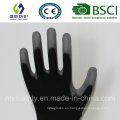 13G poliéster negro con guantes de seguridad de recubrimiento de PU Gary (SL-PU206 (13G))